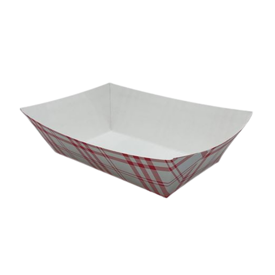 3lb Red Plaid Food Tray PFAS Free 2 / 250 cs